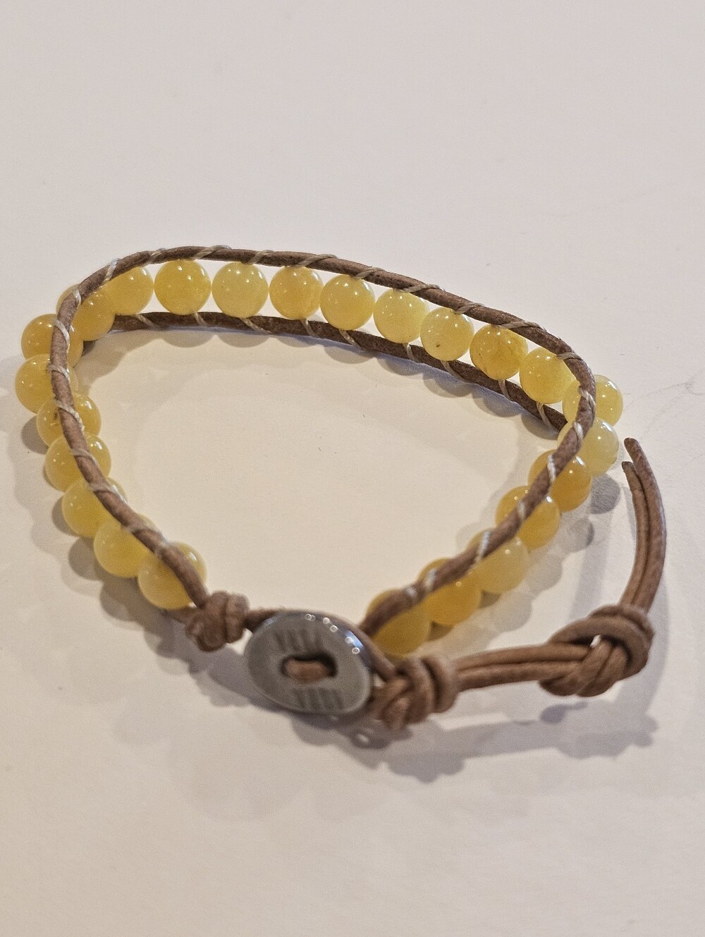 Citrine Beaded Leather Wrap Bracelet